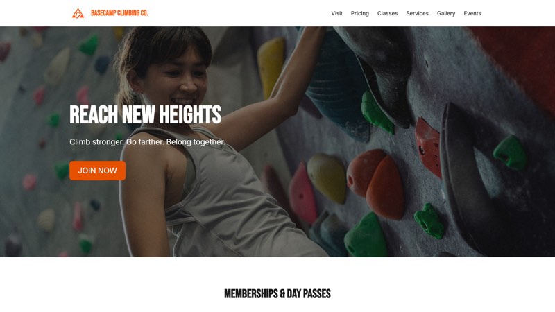 Basecamp Climbing Co. — website built with Flow