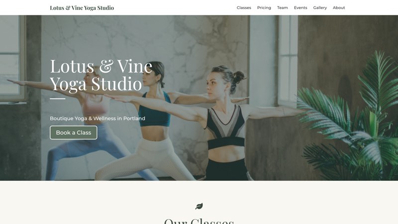 Lotus & Vine Yoga Studio — a website built with Flow